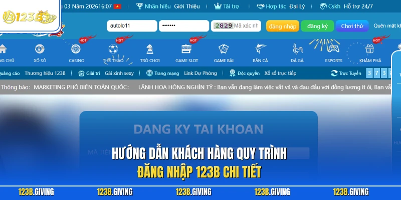 Hướng dẫn khách hàng quy trình đăng nhập 123B chi tiết