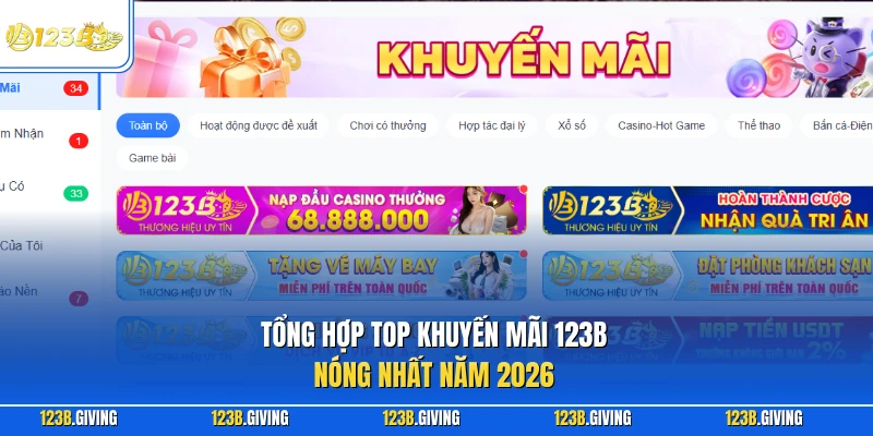 Tổng hợp top khuyến mãi 123B nóng nhất năm 2026